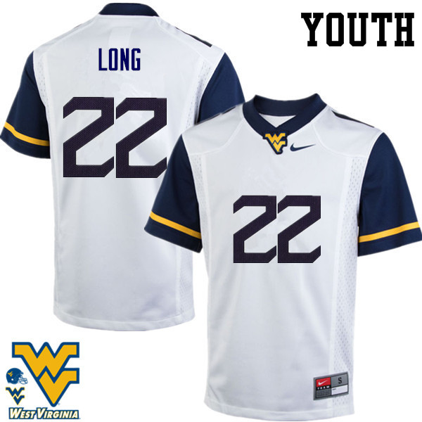 NCAA Youth Jake Long West Virginia Mountaineers White #22 Nike Stitched Football College Authentic Jersey ES23A68NV